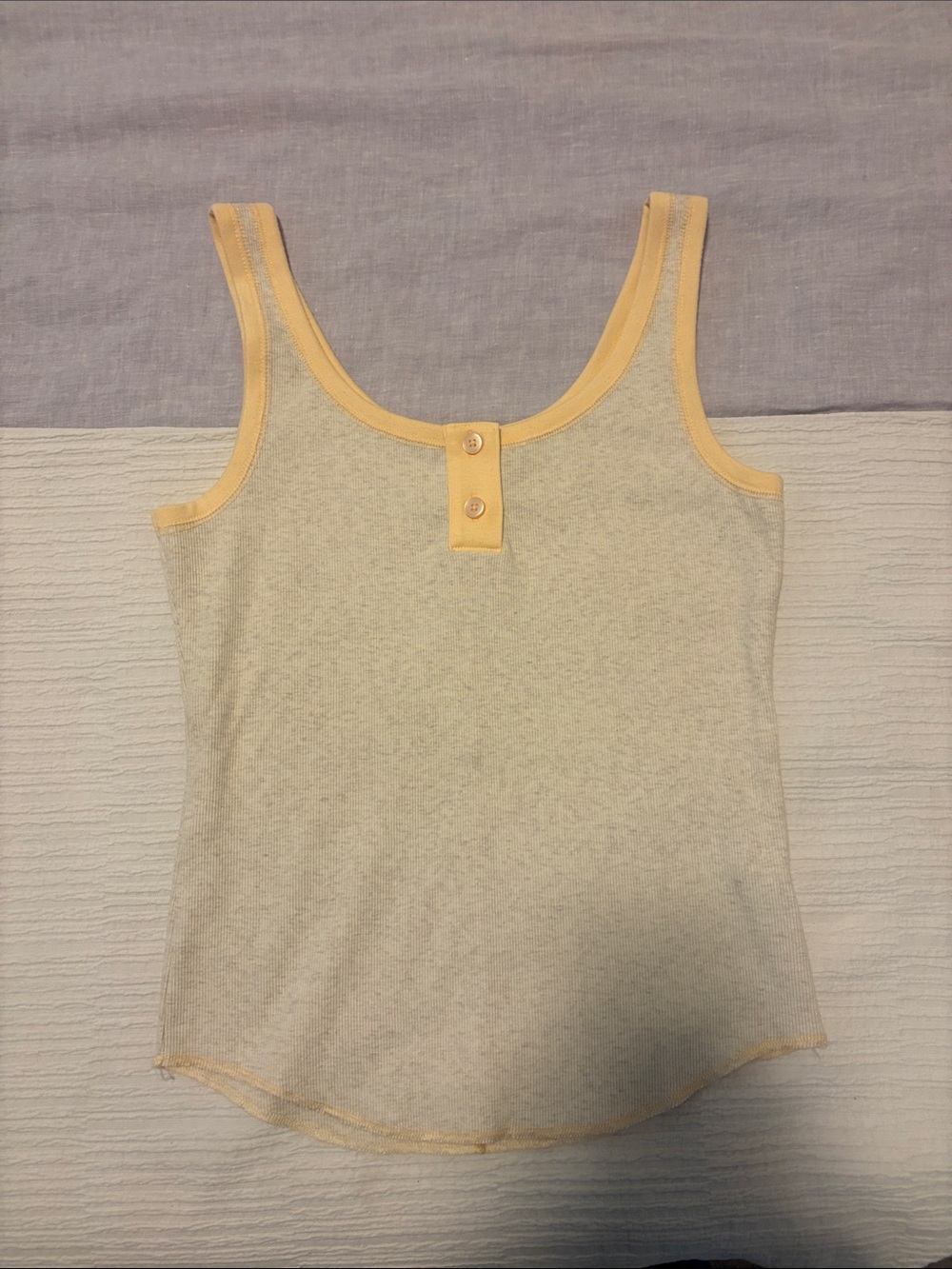 aerie Henley Tank Top oatmeal with orange Trim